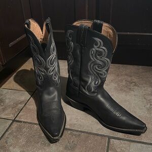 Women’s Black Leather Tony Lama Cowboy Boots Size 10